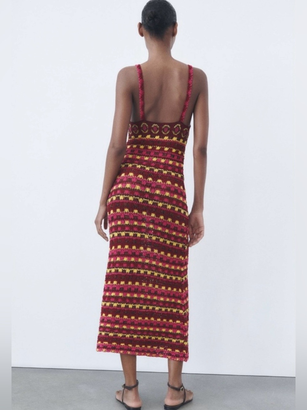 ZARA Crochet Knit Dress Multicolor L - Picture 3 of 12